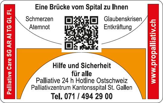 Palliativcard für die Ostschweiz mit Adressen von Institutionen